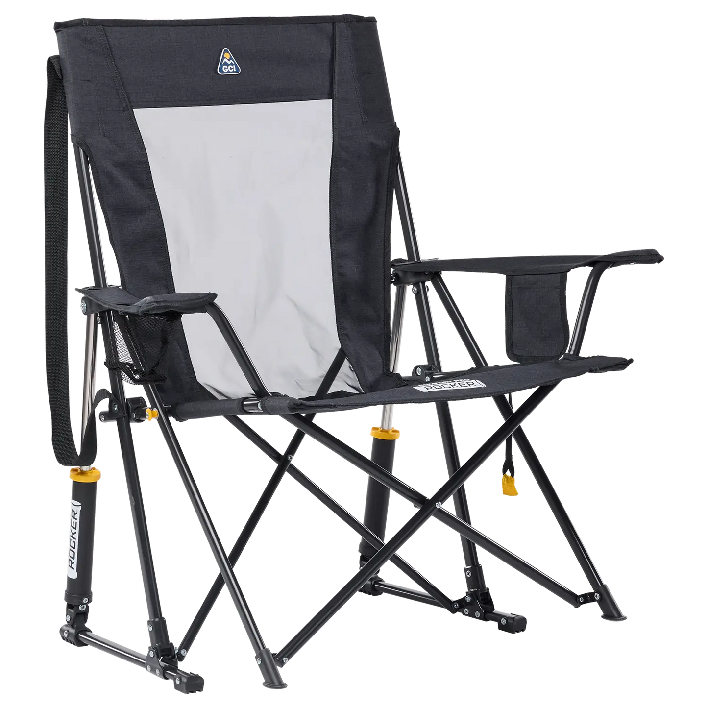 Patented Spring-Action Comfort Pro Rocker XL - Choice 107 - Heavy-Duty Kickback Rocker with Beverage Holder - Heathered Charcoal