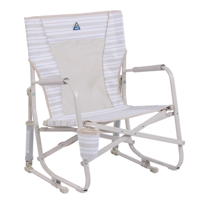 Backpack Travel Beach Rocker - Choice 712 - Portable Heavy-Duty Low Boy Chair for Ocean Side - Neutral Stripe
