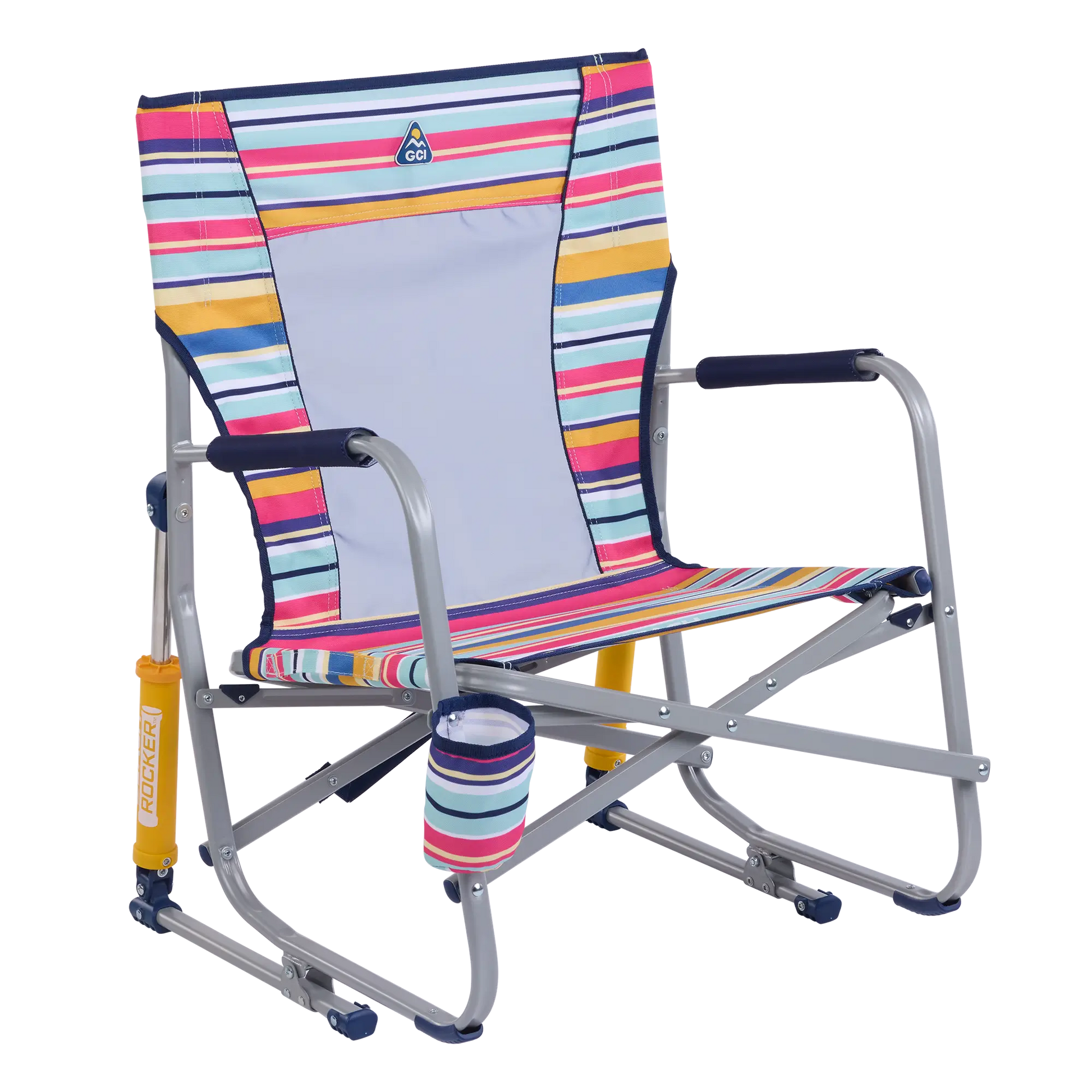 Backpack Travel Beach Rocker - Choice 712 - Portable Heavy-Duty Low Boy Chair for Ocean Side - Multi Stripe