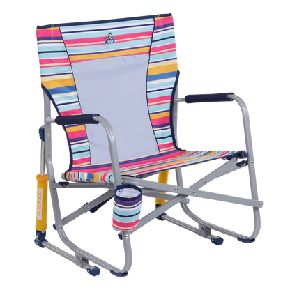 Backpack Travel Beach Rocker - Choice 712 - Portable Heavy-Duty Low Boy Chair for Ocean Side - Multi Stripe