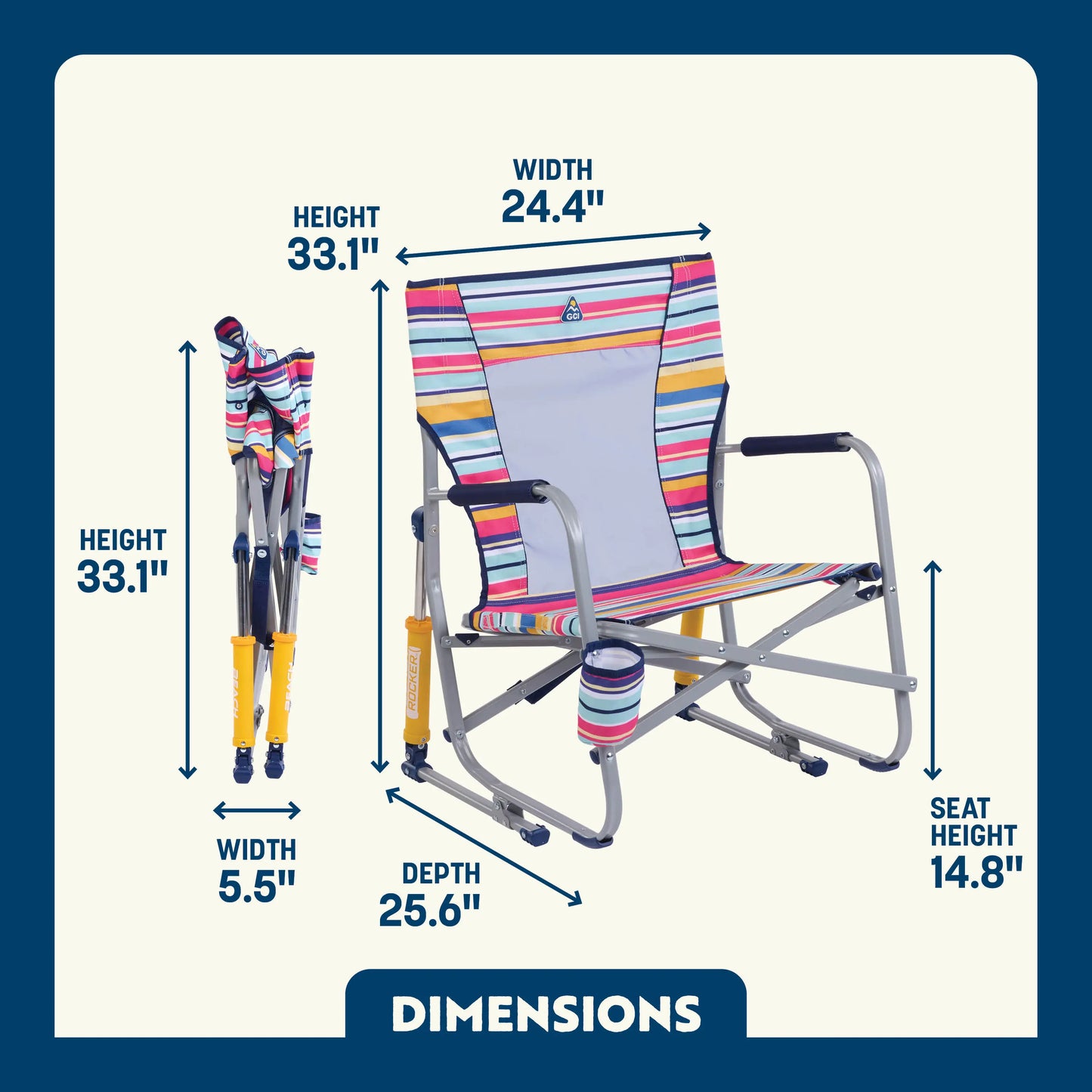 Backpack Travel Beach Rocker - Choice 712 - Portable Heavy-Duty Low Boy Chair for Ocean Side Detail