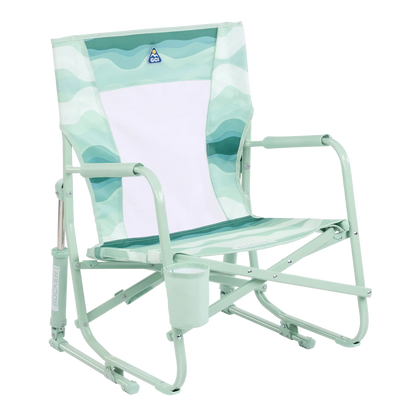 Backpack Travel Beach Rocker - Choice 712 - Portable Heavy-Duty Low Boy Chair for Ocean Side - Green Beach Wave