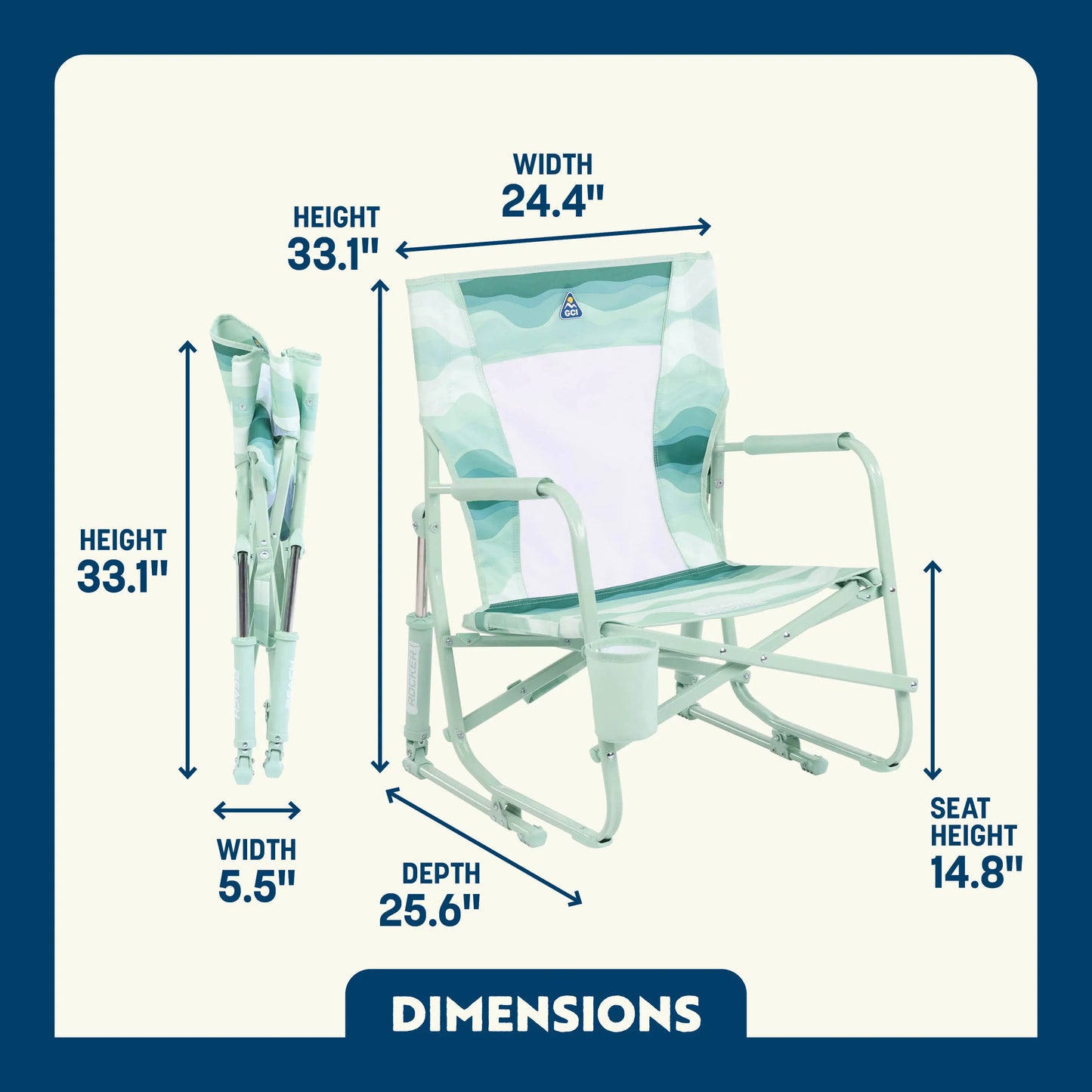 Backpack Travel Beach Rocker - Choice 712 - Portable Heavy-Duty Low Boy Chair for Ocean Side Detail