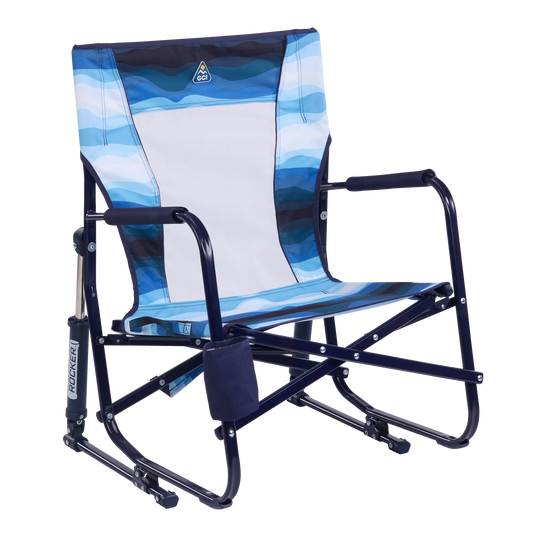 Backpack Travel Beach Rocker - Choice 712 - Portable Heavy-Duty Low Boy Chair for Ocean Side - Blue Beach Wave