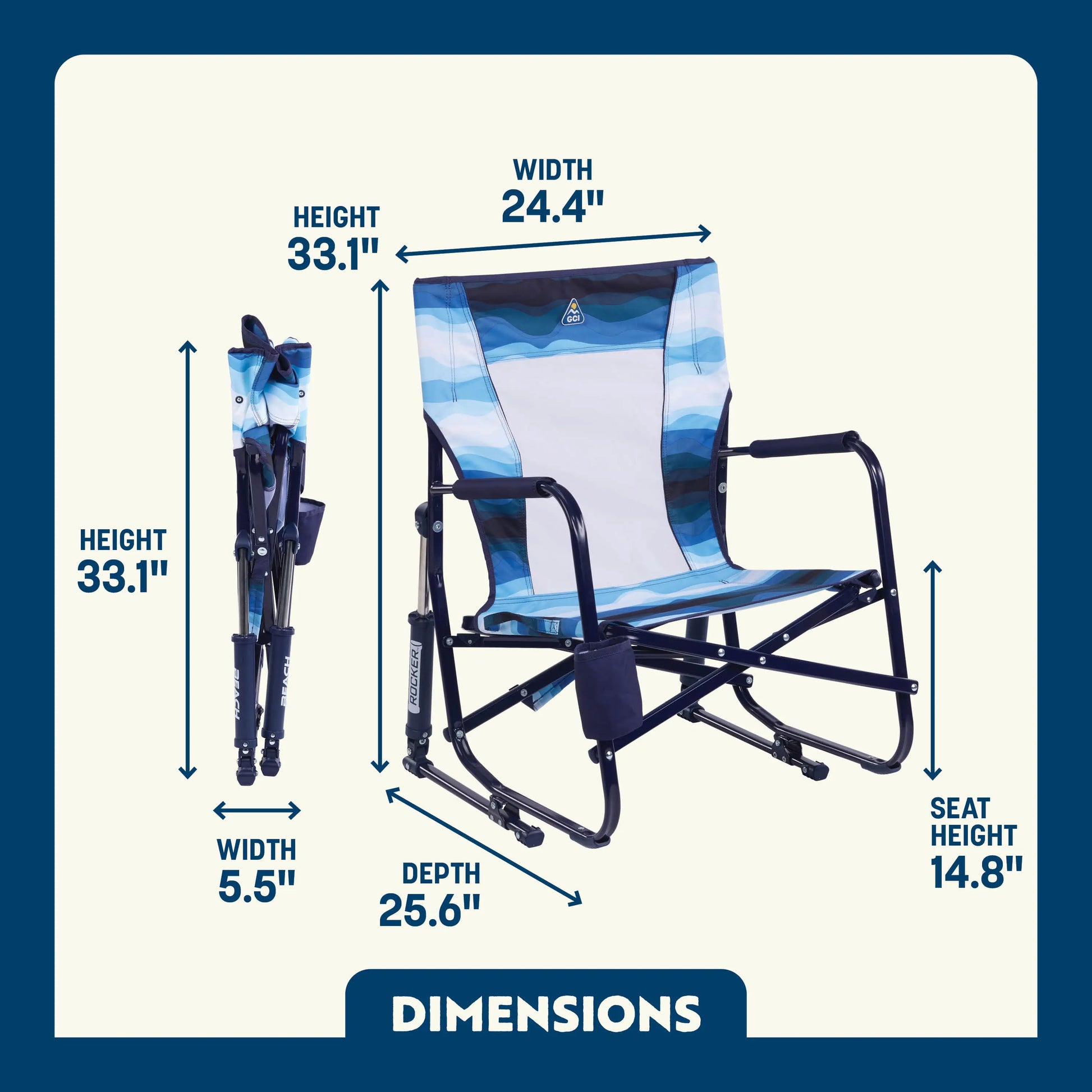 Backpack Travel Beach Rocker - Choice 712 - Portable Heavy-Duty Low Boy Chair for Ocean Side Detail