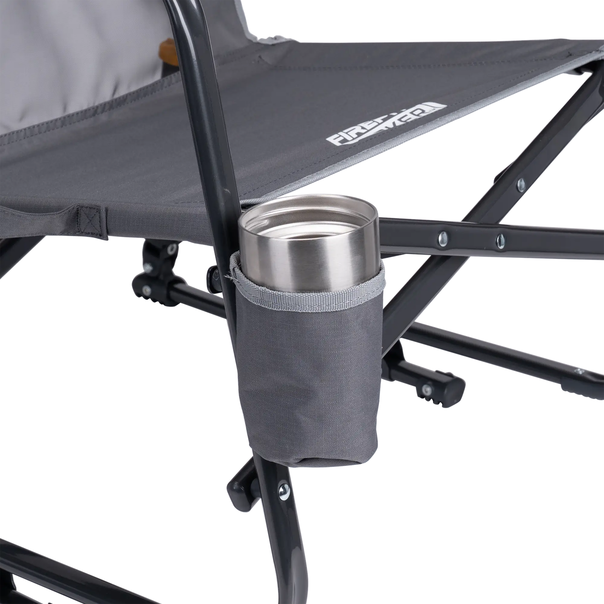Luxury Camp FirePit Rocker - Choice 737 - Heavy-Duty Kickback Rocker with Beverage Holder Detail