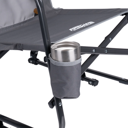 Luxury Camp FirePit Rocker - Choice 737 - Heavy-Duty Kickback Rocker with Beverage Holder Detail