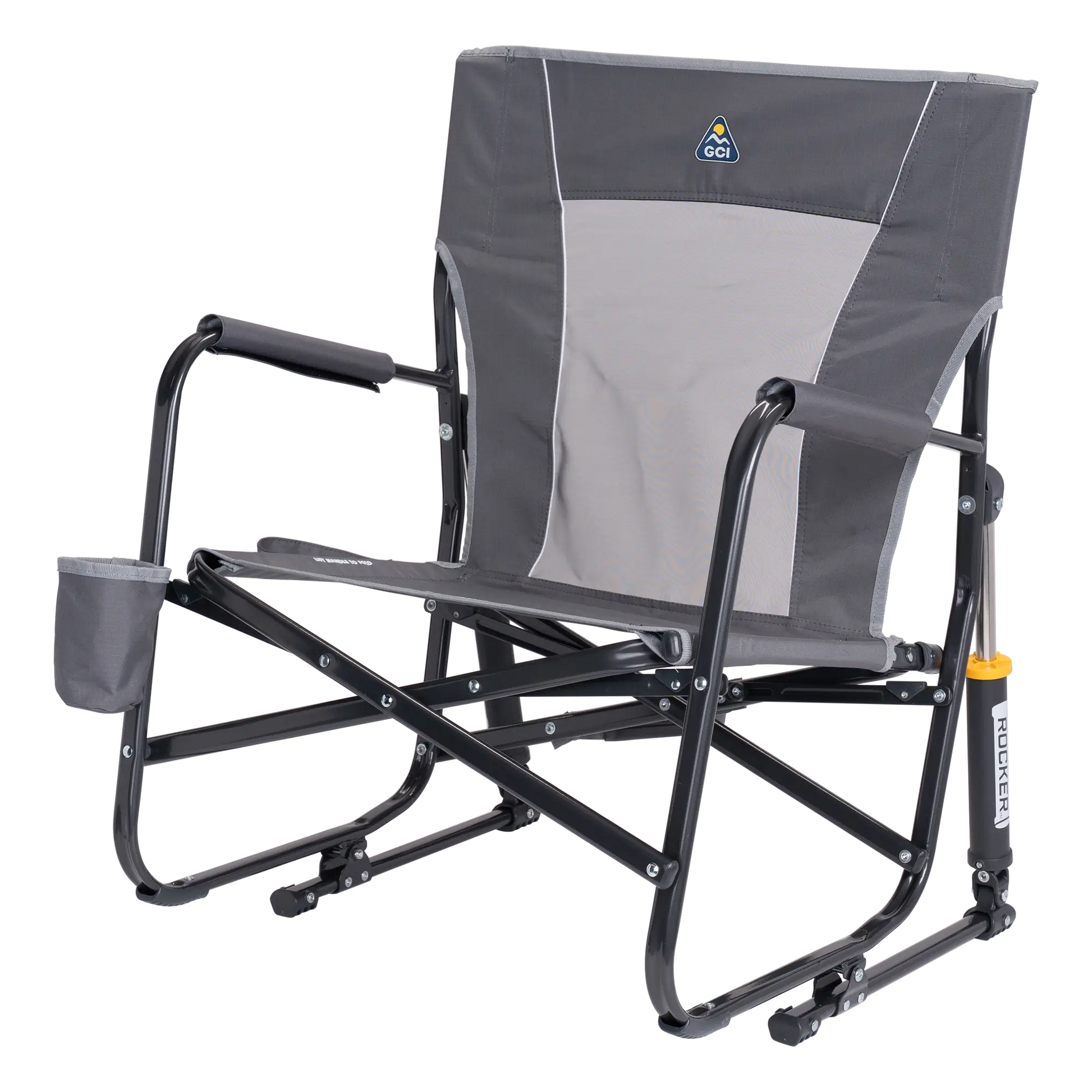 Luxury Camp FirePit Rocker - Choice 737 - Heavy-Duty Kickback Rocker with Beverage Holder Detail