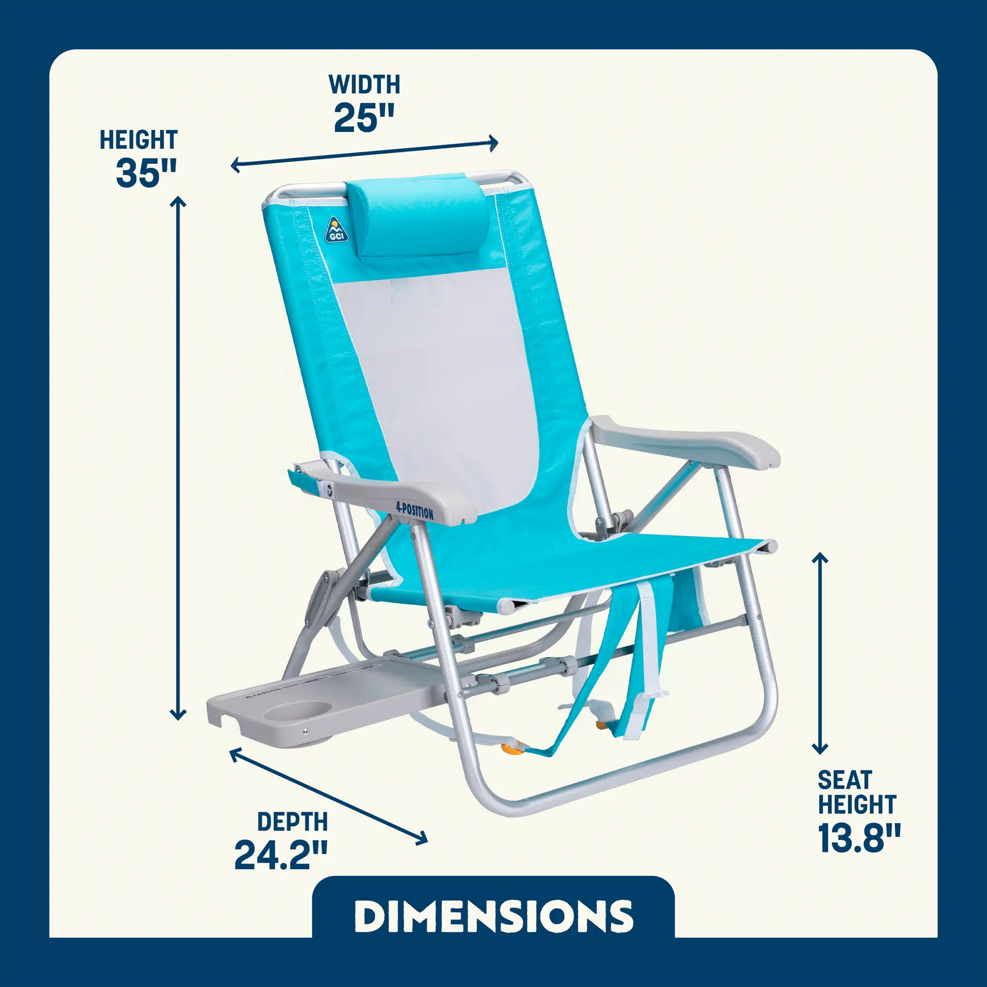 Space-Saving Pico Big Surf with Slide Table - Choice 334 - Ultra-Lightweight Telescoping PackSeat Travel Stool Detail