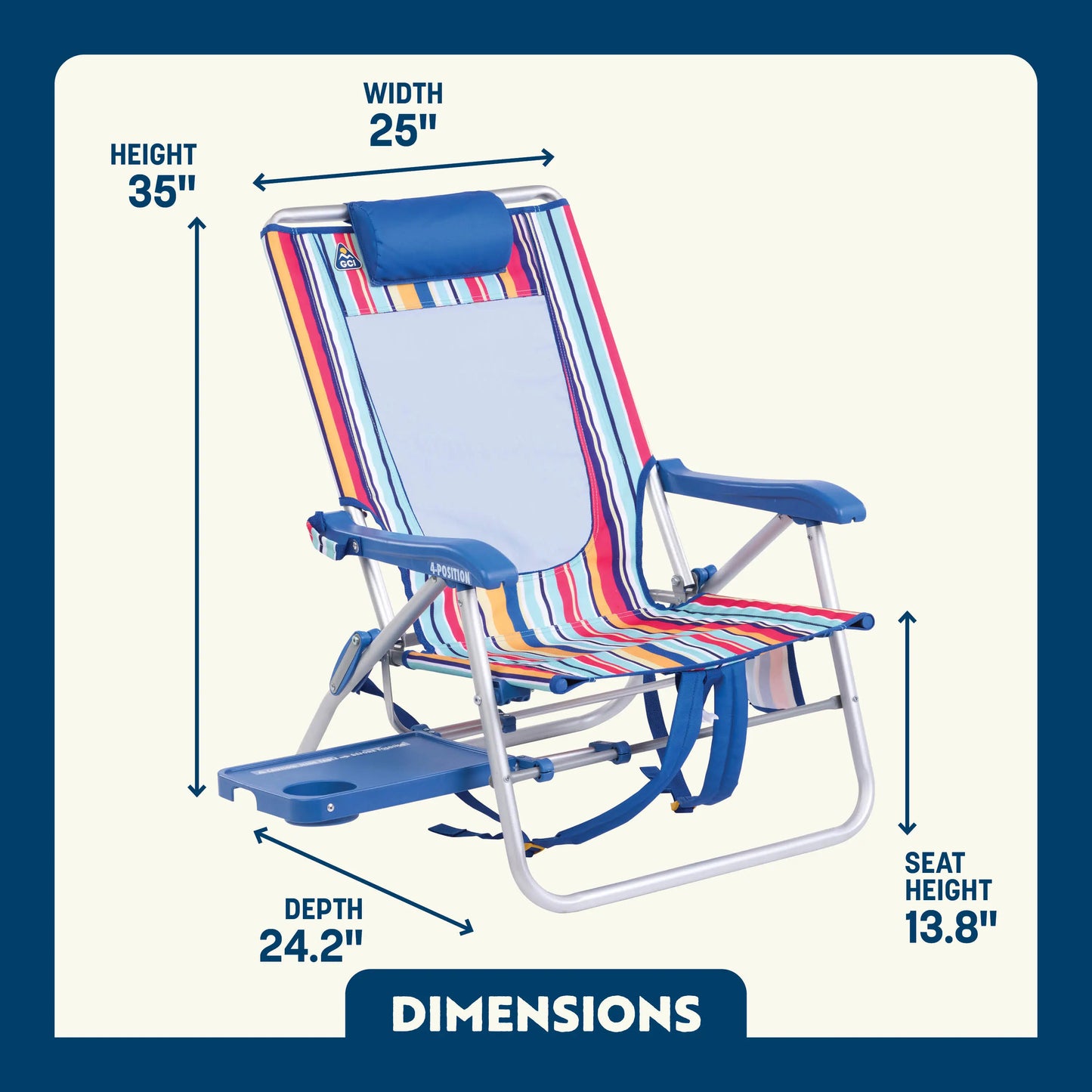 Space-Saving Pico Big Surf with Slide Table - Choice 334 - Ultra-Lightweight Telescoping PackSeat Travel Stool Detail