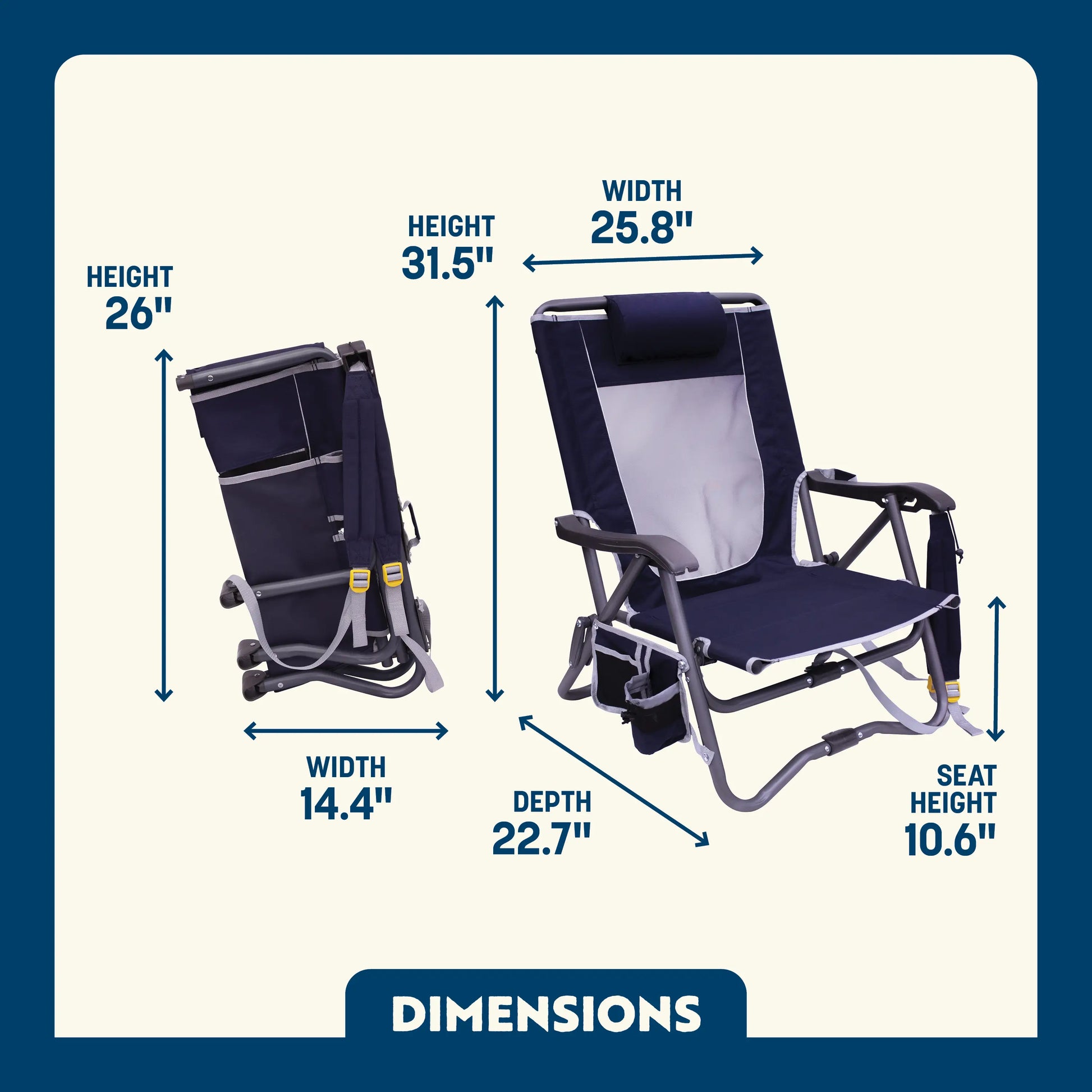 Ultra-Compact Bi-Fold Slim Event Chair - Choice 334 - Ultra-Lightweight Telescoping PackSeat Travel Stool Detail
