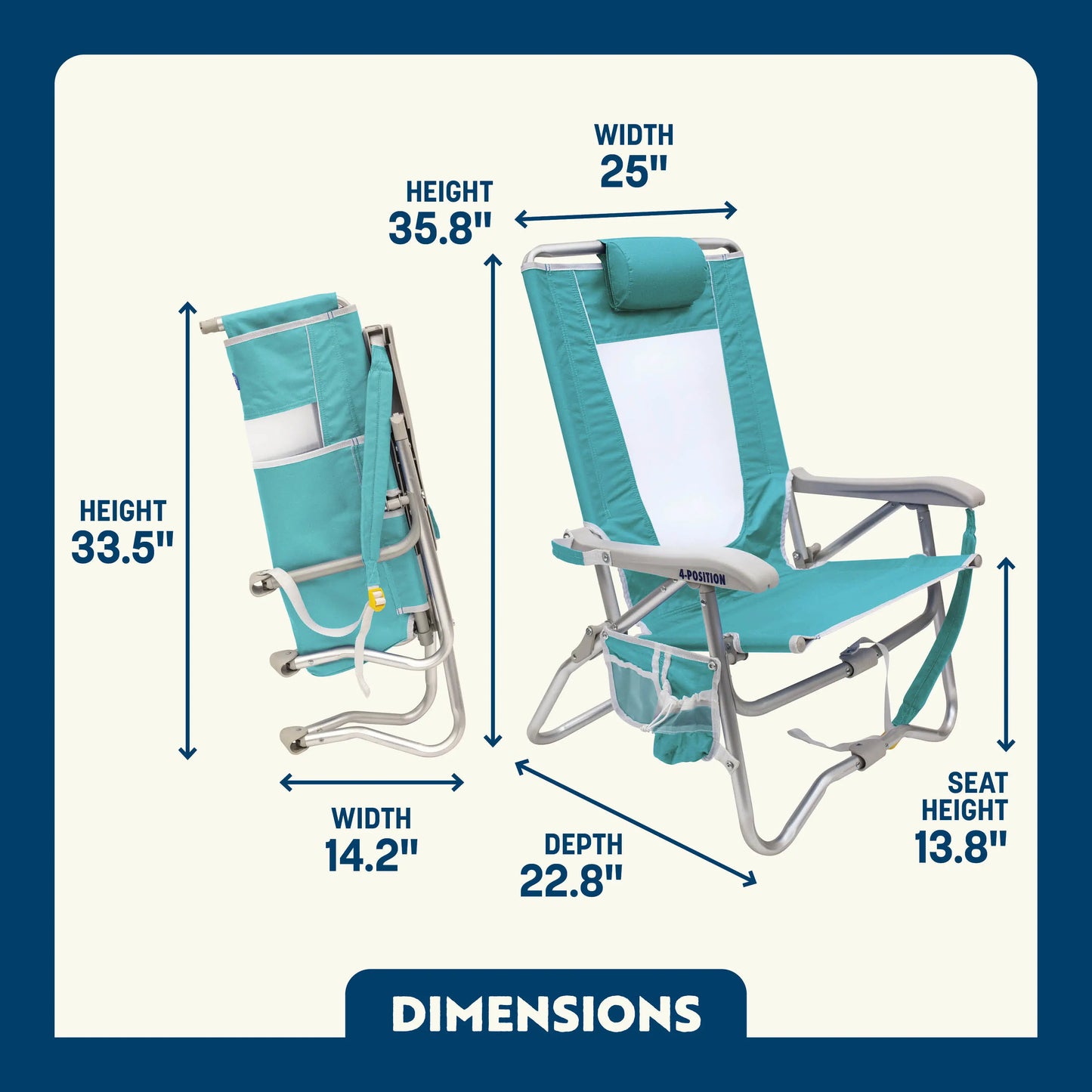 Space-Saving Pico Bi-Fold Beach Chair - Choice 601 - Pico Compact Folding Camp Chair with Carry Bag Detail