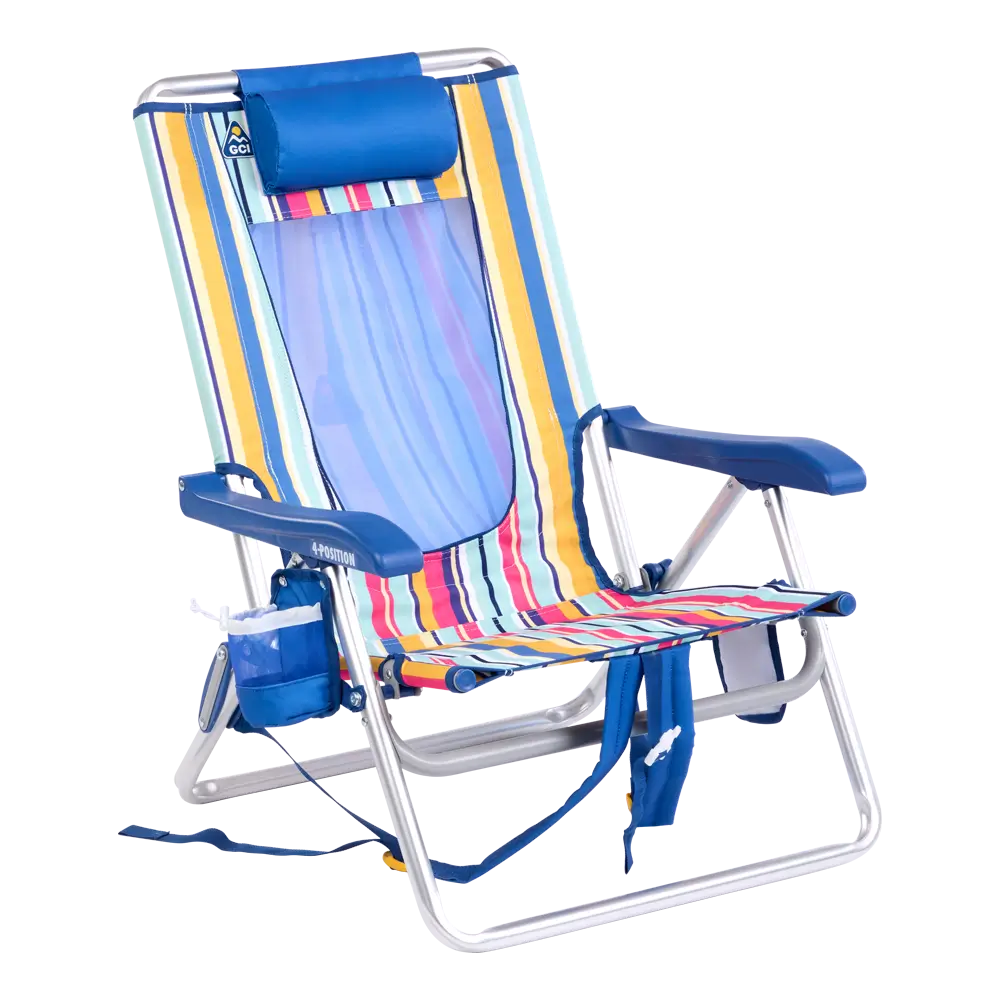 Lightweight Messenger Backpack Beach Chair - Choice 709 - Space-Saving Micro-Folding Chair for Backpacking - Multi Stripe