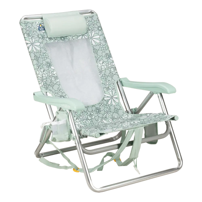Lightweight Messenger Backpack Beach Chair - Choice 709 - Space-Saving Micro-Folding Chair for Backpacking - Floral Pastel Green