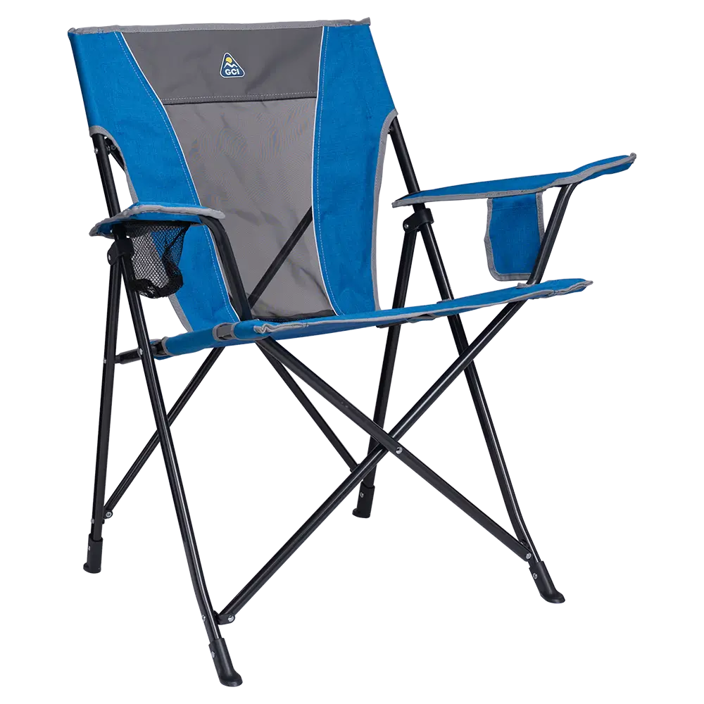 Ultra-Compact Comfort Quad Chair - Choice 989 - Ultra-Lightweight Telescoping PackSeat Travel Stool - Heathered Royal