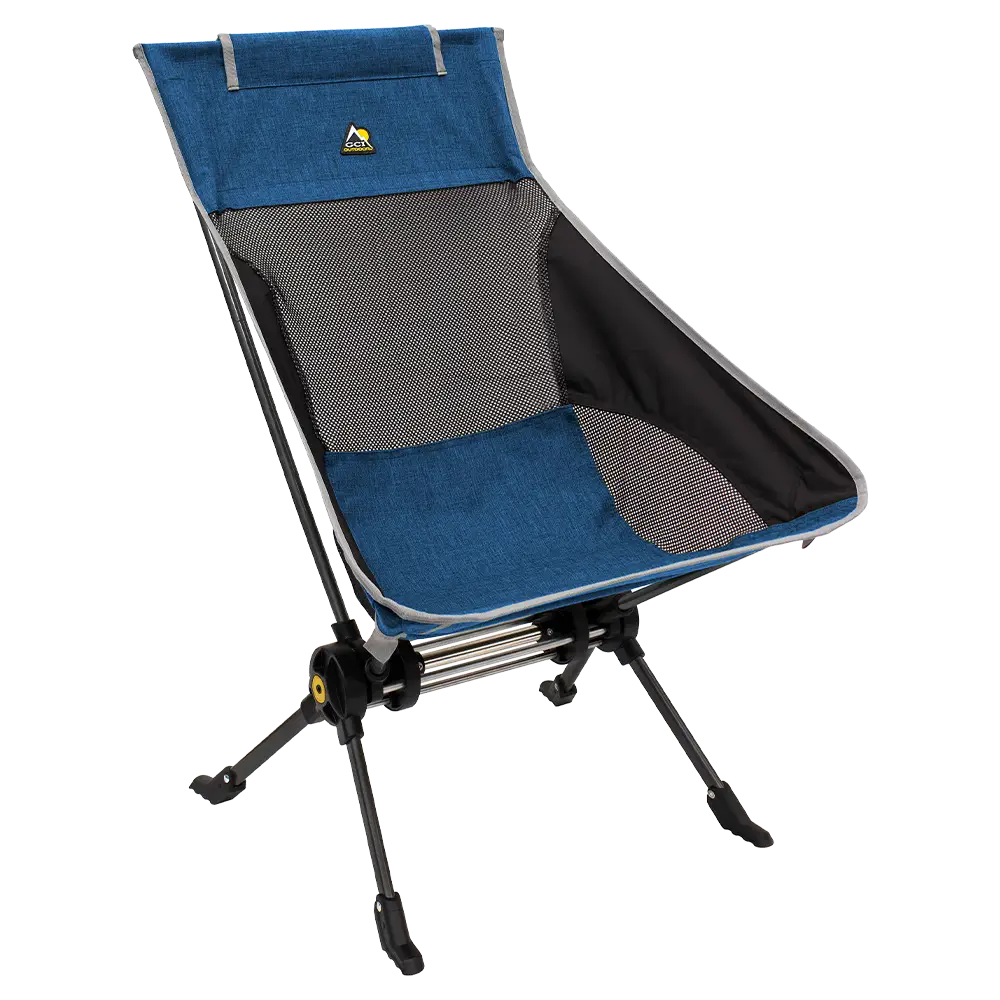 Telescoping Frame ComPack Rocker - Choice 980 - Pico Compact Folding Camp Chair with Carry Bag - Heathered Royal