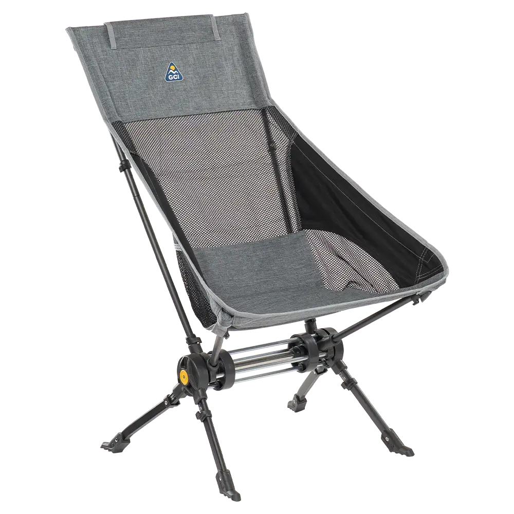 Telescoping Frame ComPack Rocker - Choice 980 - Pico Compact Folding Camp Chair with Carry Bag - Heathered Pewter