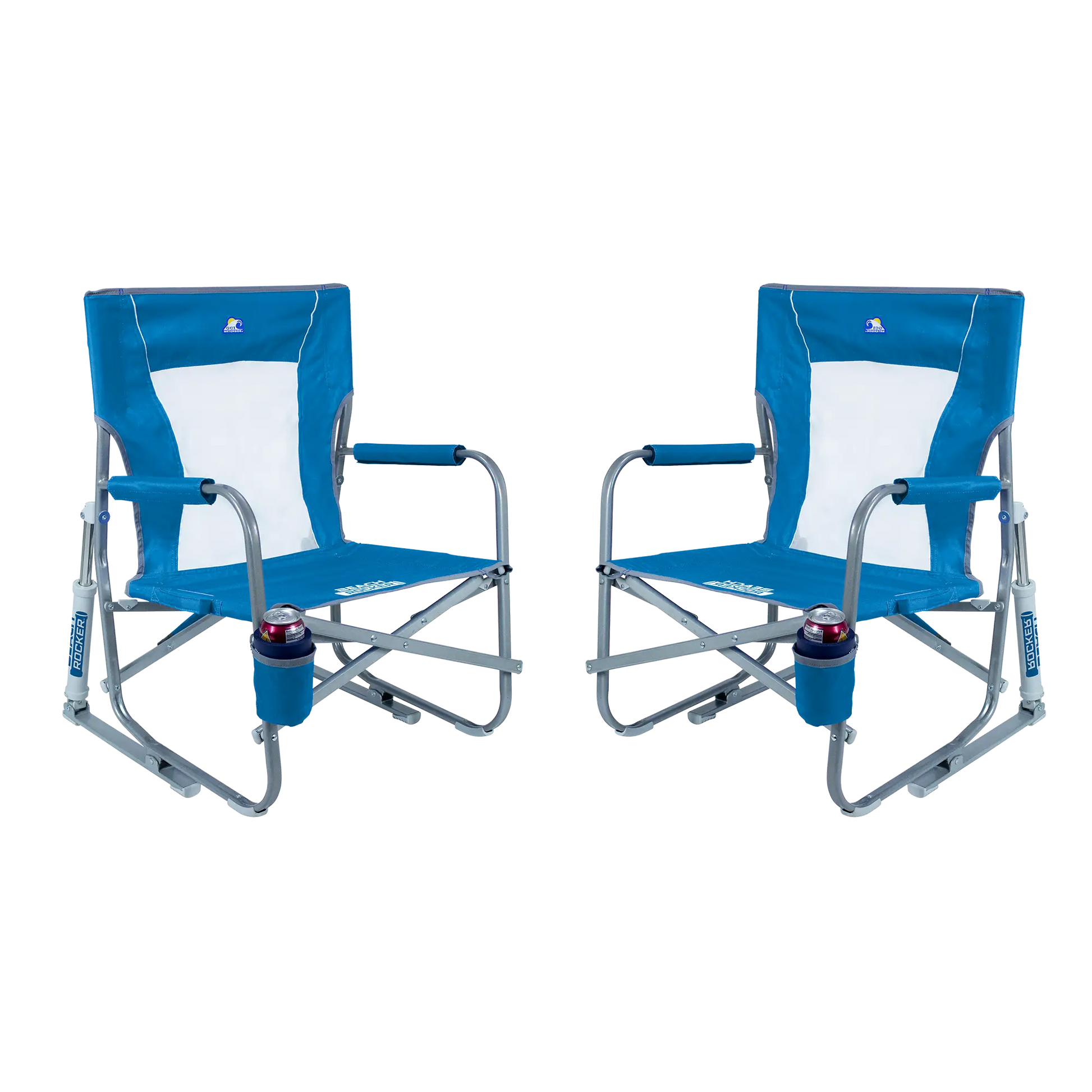 Smooth Motion Beach Rocker Bundle - Choice 773 - Freestyle Rocker Portable Outdoor Folding Chair - Saybrook Blue