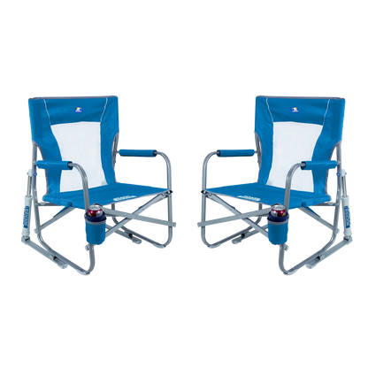 Smooth Motion Beach Rocker Bundle - Choice 773 - Freestyle Rocker Portable Outdoor Folding Chair - Saybrook Blue
