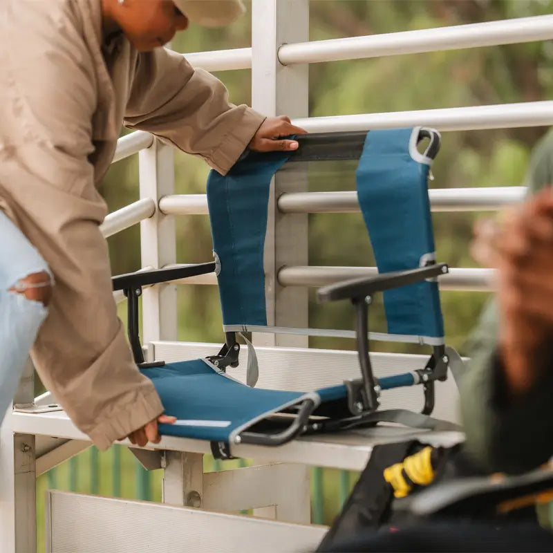 Bleacher-Friendly Big Comfort Stadium Chair with Armrests - Choice 465 - Ergonomic Portable Stadium Seat for Sports Events Detail