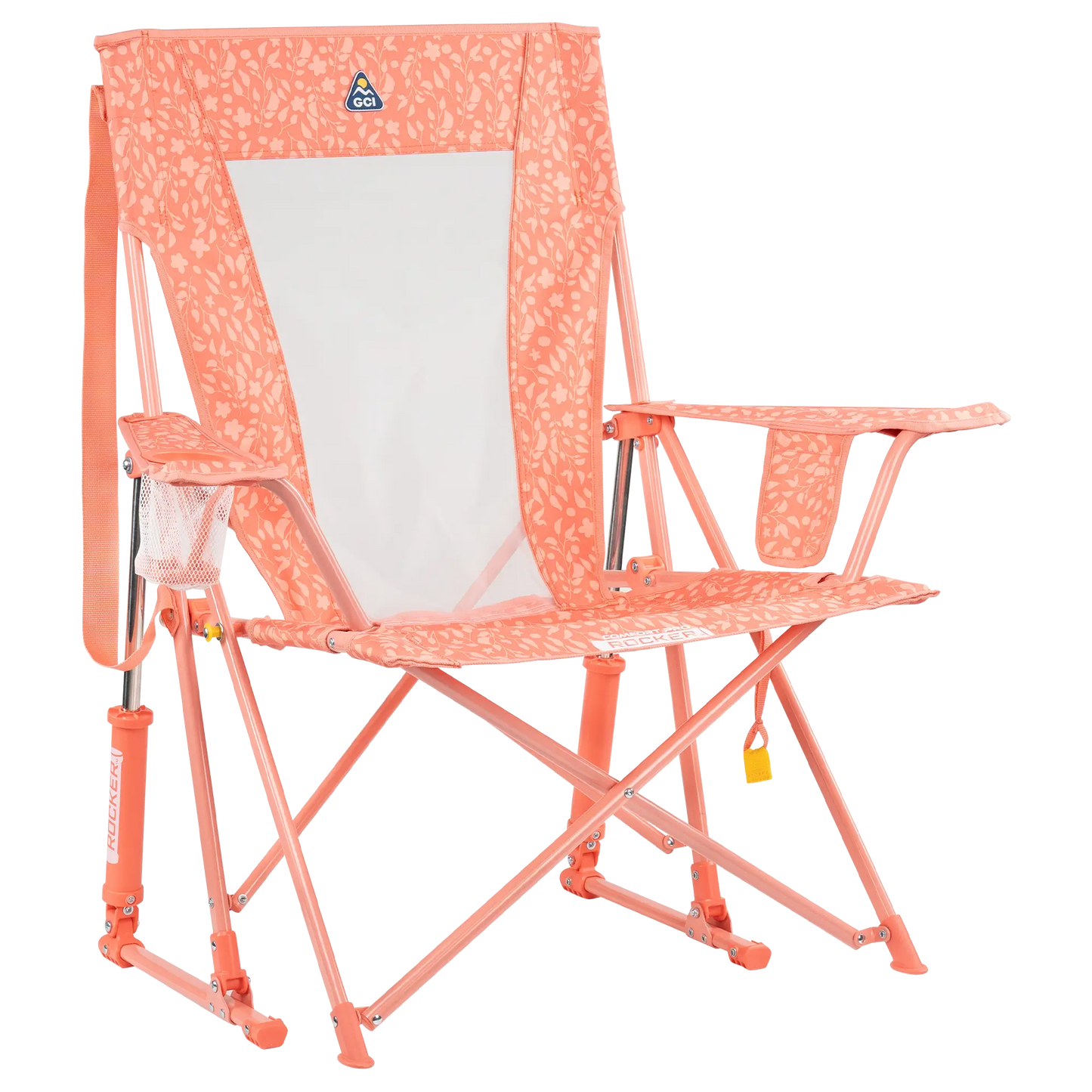 Smooth Motion Comfort Pro Rocker - Choice 375 - Freestyle Rocker Portable Outdoor Folding Chair - Coral Garden