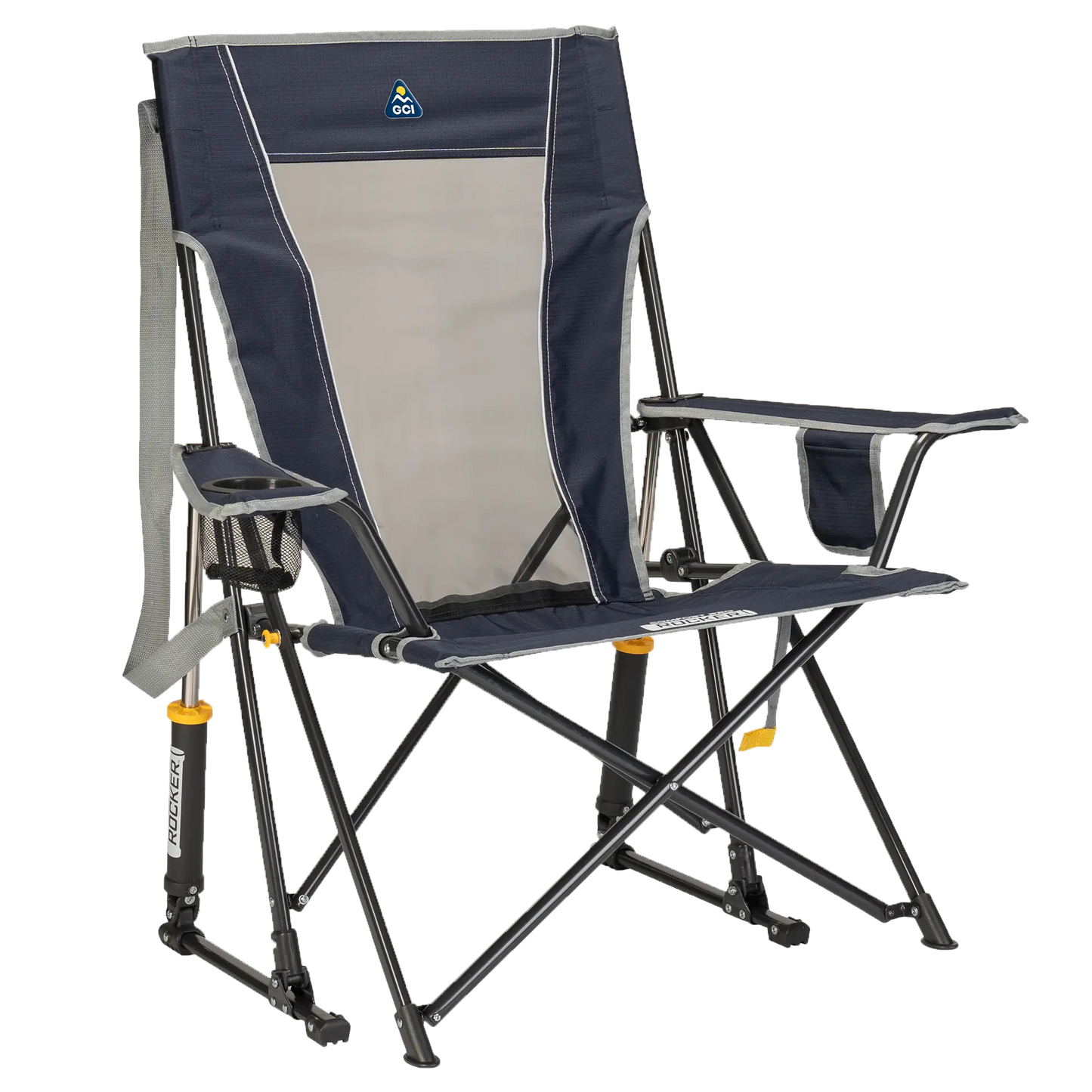 Smooth Motion Comfort Pro Rocker - Choice 375 - Freestyle Rocker Portable Outdoor Folding Chair - Indigo