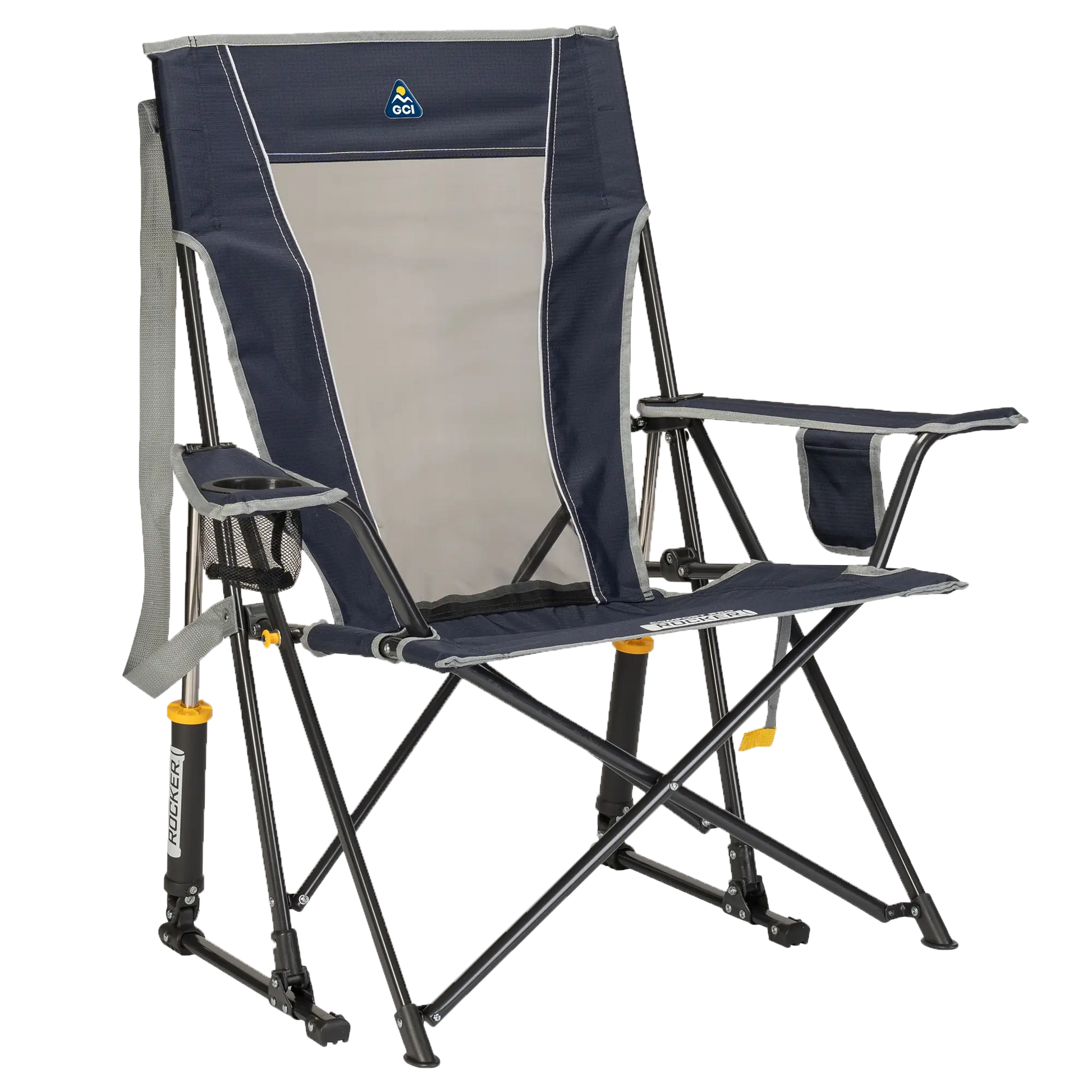 Smooth Motion Comfort Pro Rocker - Choice 375 - Freestyle Rocker Portable Outdoor Folding Chair - Indigo