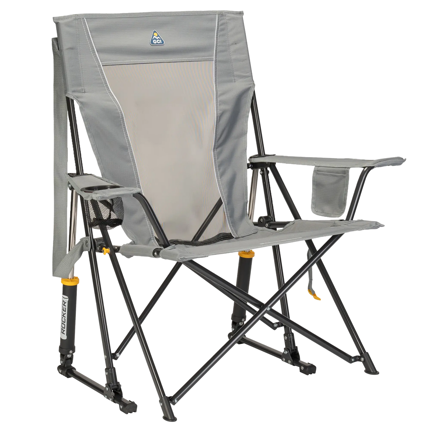 Smooth Motion Comfort Pro Rocker - Choice 375 - Freestyle Rocker Portable Outdoor Folding Chair - Mercury Gray