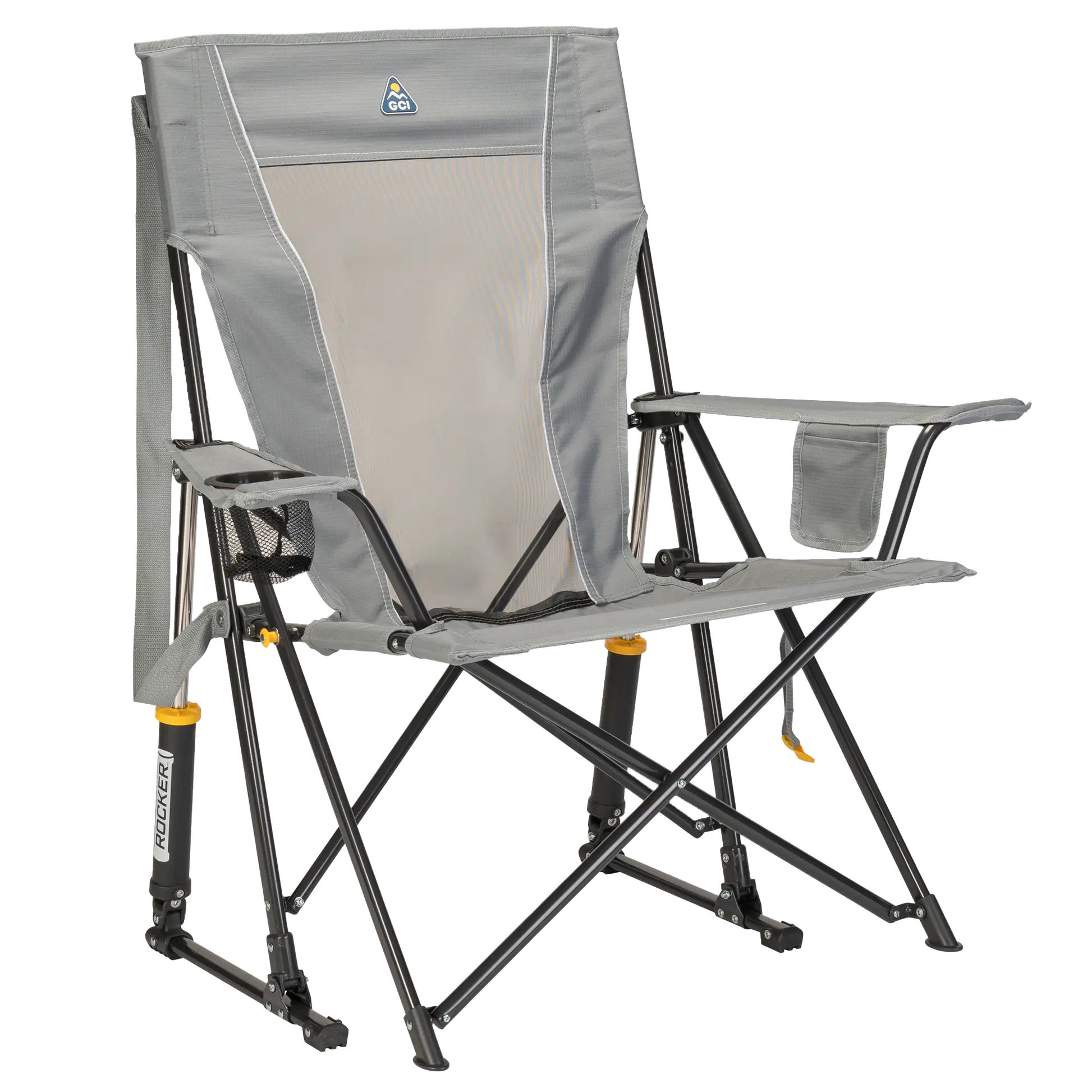 Smooth Motion Comfort Pro Rocker - Choice 375 - Freestyle Rocker Portable Outdoor Folding Chair - Mercury Gray