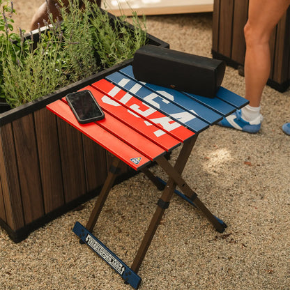 Heat-Resistant Tool Compact Camp Table 20 - USA Anniversary Deluxe - Choice 757 - Heavy-Duty Stainless Steel Camp Cooking Gear Detail