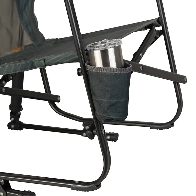Luxury Camp FirePit Rocker - Choice 737 - Heavy-Duty Kickback Rocker with Beverage Holder Detail