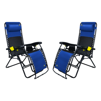 Rust-Resistant Aluminum Freeform Zero Gravity Lounger Bundle - Choice 507 - Low-Profile Reclining Beach Chair with Backpack Straps - Royal Blue