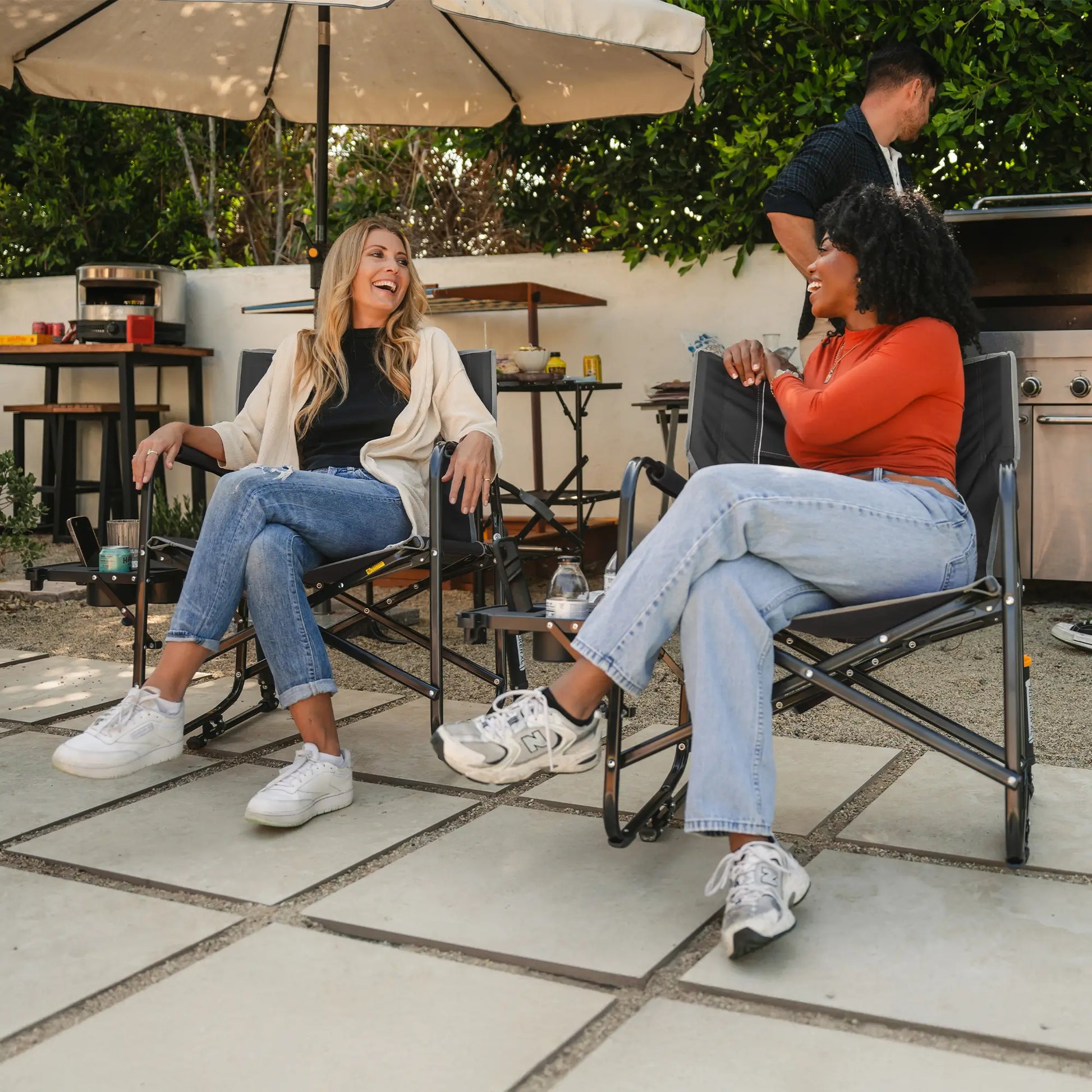 Heavy-Duty Freestyle Freestyle Rocker XL with Side Table - Choice 836 - Patented Spring-Action Rocking Chair for Camping Detail