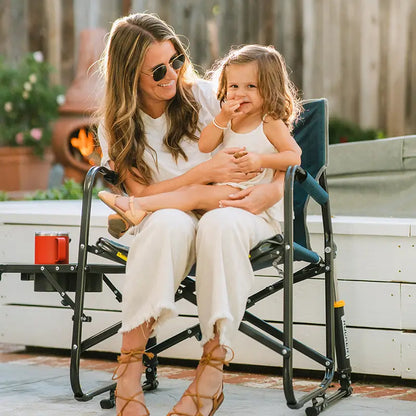 Luxury Camp Freestyle Rocker with Side Table - Choice 853 - Patented Spring-Action Rocking Chair for Camping Detail
