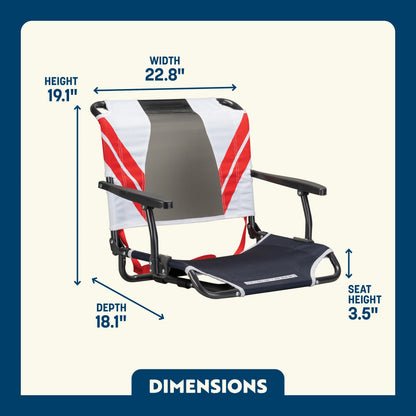 Bleacher-Friendly Big Comfort Stadium Chair with Armrests - Choice 465 - Ergonomic Portable Stadium Seat for Sports Events Detail