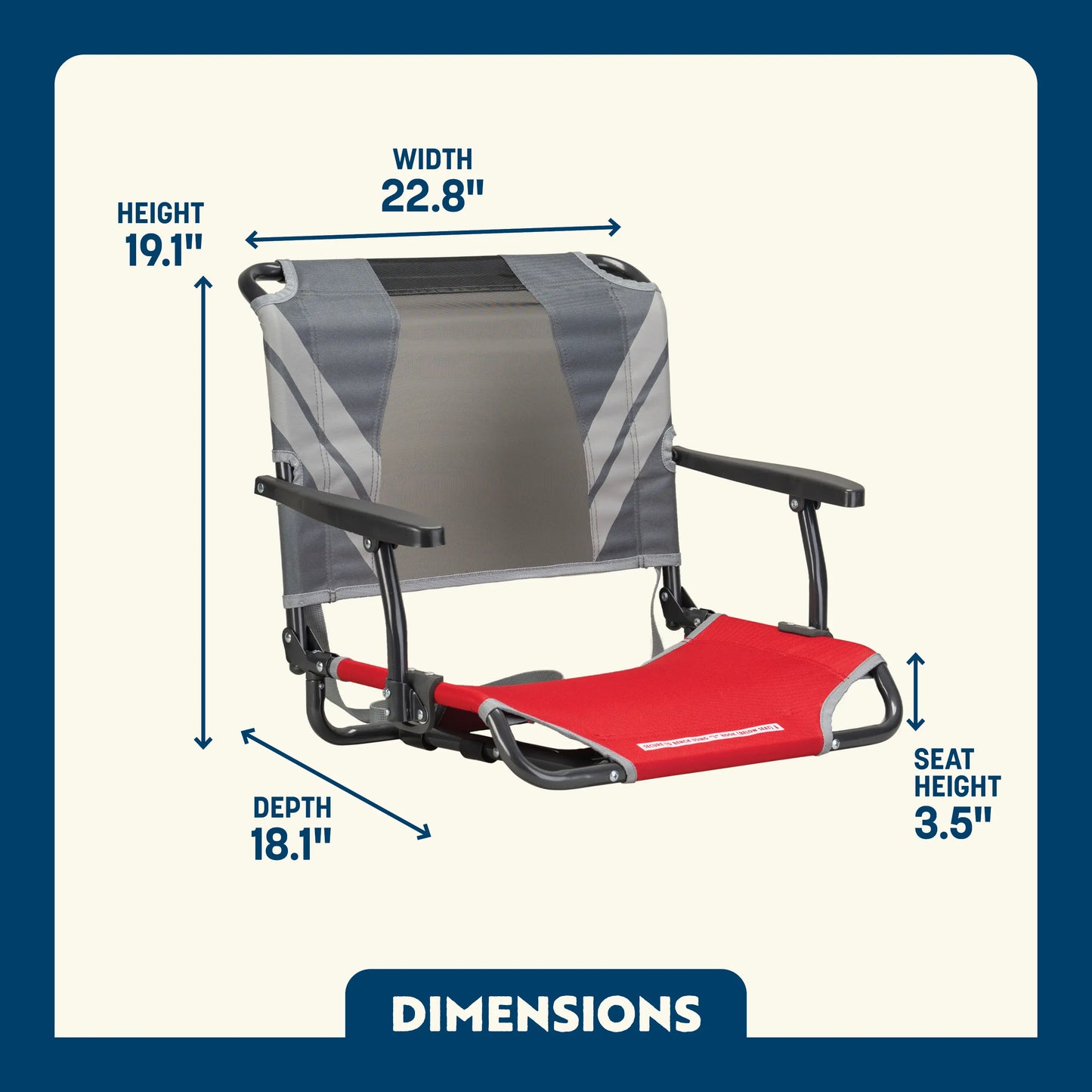 Bleacher-Friendly Big Comfort Stadium Chair with Armrests - Choice 465 - Ergonomic Portable Stadium Seat for Sports Events Detail