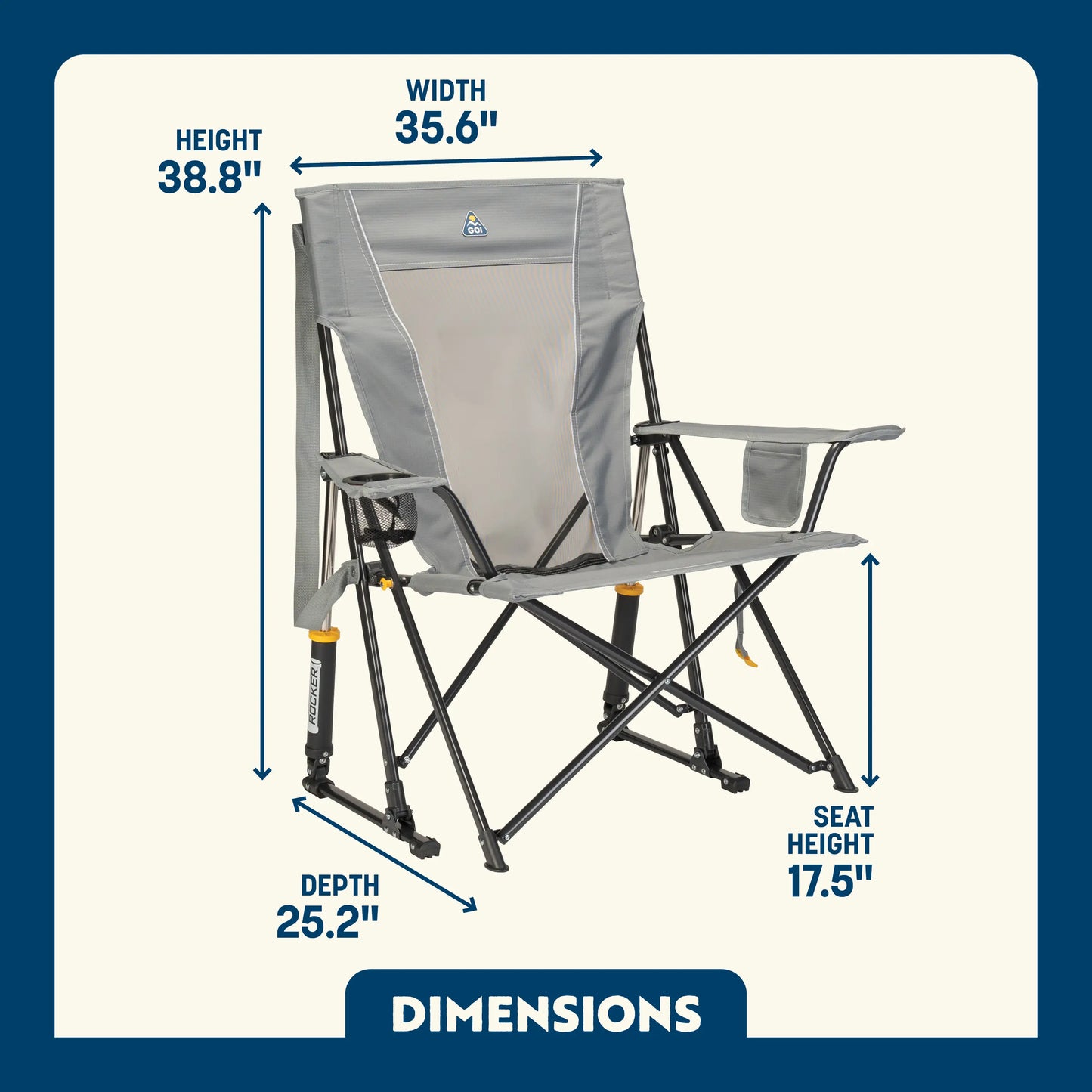 Smooth Motion Comfort Pro Rocker - Choice 375 - Freestyle Rocker Portable Outdoor Folding Chair Detail