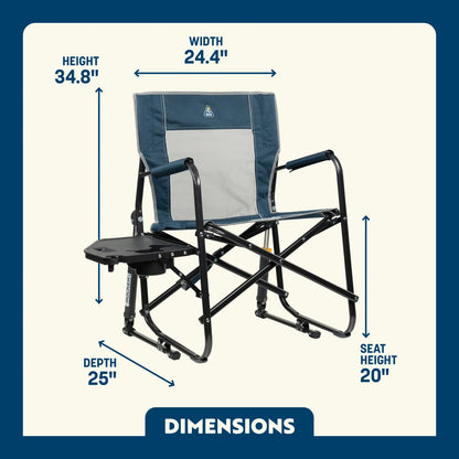 Luxury Camp Freestyle Rocker with Side Table - Choice 853 - Patented Spring-Action Rocking Chair for Camping Detail
