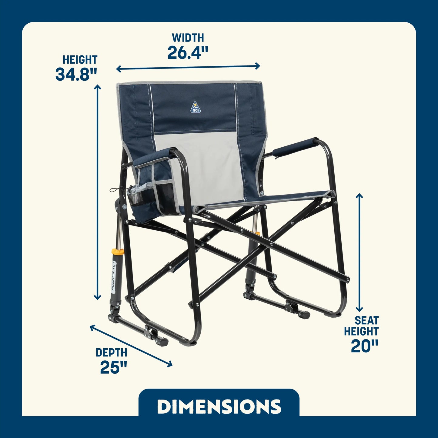 Luxury Camp Freestyle Rocker XL - Choice 552 - RoadTrip Rocker Smooth Motion Camp Chair Detail