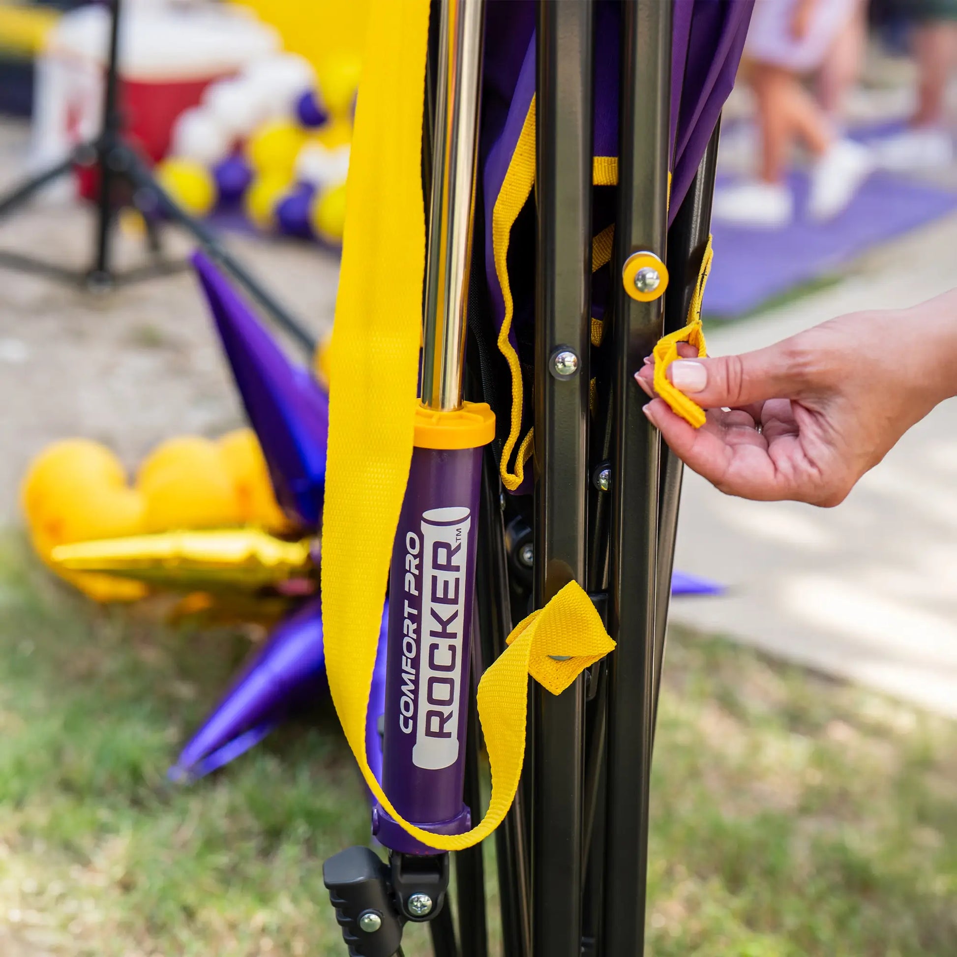 Bleacher-Friendly College Comfort Pro Rocker - LSU Tigers - Choice 880 - Lightweight Folding Bleacher Chair with Cushioning Detail