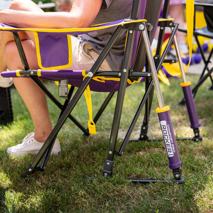 Bleacher-Friendly College Comfort Pro Rocker - LSU Tigers - Choice 880 - Lightweight Folding Bleacher Chair with Cushioning Detail