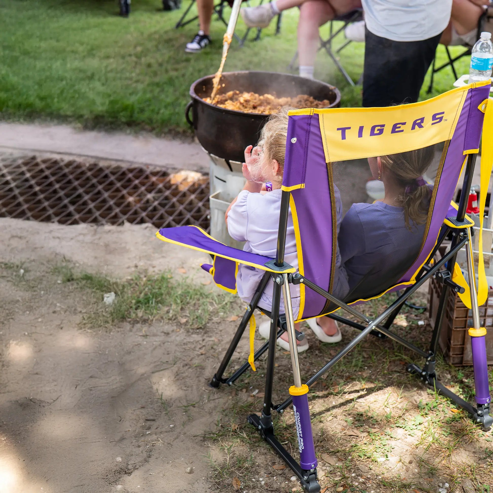 Bleacher-Friendly College Comfort Pro Rocker - LSU Tigers - Choice 880 - Lightweight Folding Bleacher Chair with Cushioning Detail