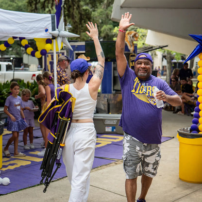Bleacher-Friendly College Comfort Pro Rocker - LSU Tigers - Choice 880 - Lightweight Folding Bleacher Chair with Cushioning Detail