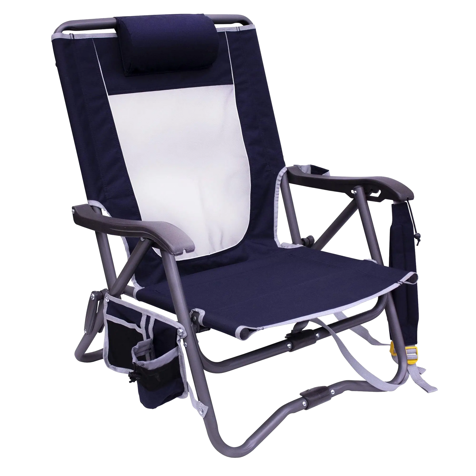 Ultra-Compact Bi-Fold Slim Event Chair - Choice 334 - Ultra-Lightweight Telescoping PackSeat Travel Stool - Indigo