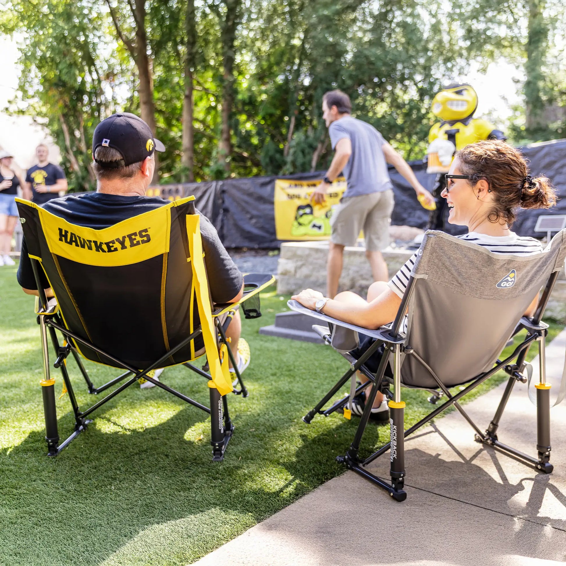Secure-Hook College Comfort Pro Rocker - Iowa Hawkeyes - Choice 249 - Bleacher-Friendly Stadium Chair with Back Support Detail