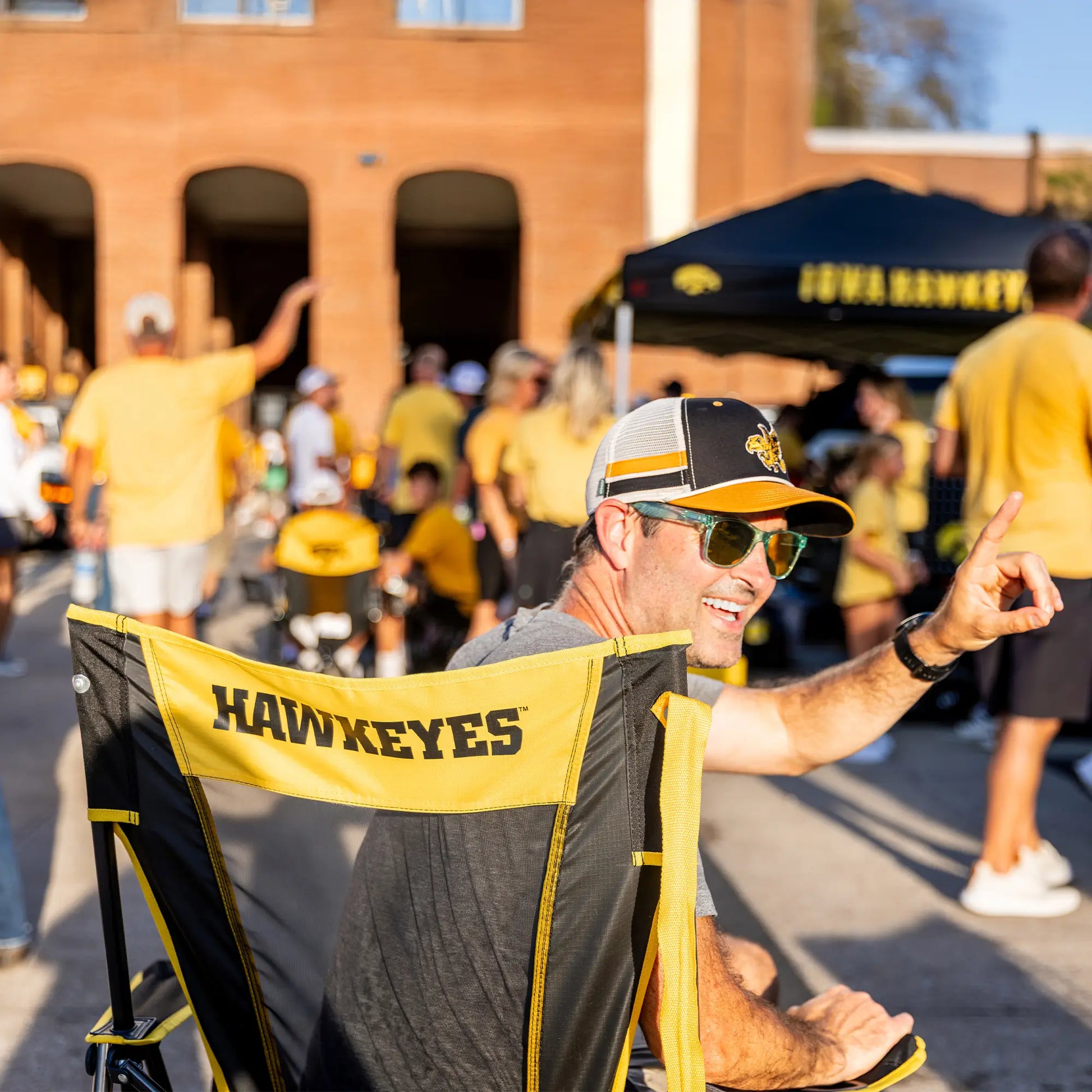 Secure-Hook College Comfort Pro Rocker - Iowa Hawkeyes - Choice 249 - Bleacher-Friendly Stadium Chair with Back Support Detail