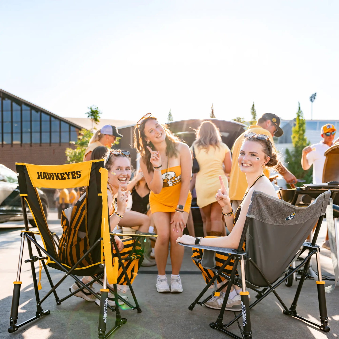 Secure-Hook College Comfort Pro Rocker - Iowa Hawkeyes - Choice 249 - Bleacher-Friendly Stadium Chair with Back Support Detail