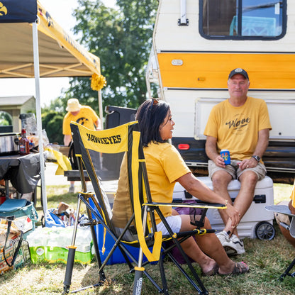 Secure-Hook College Comfort Pro Rocker - Iowa Hawkeyes - Choice 249 - Bleacher-Friendly Stadium Chair with Back Support Detail