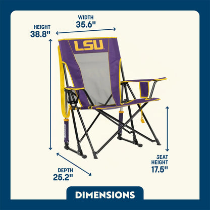 Bleacher-Friendly College Comfort Pro Rocker - LSU Tigers - Choice 880 - Lightweight Folding Bleacher Chair with Cushioning Detail