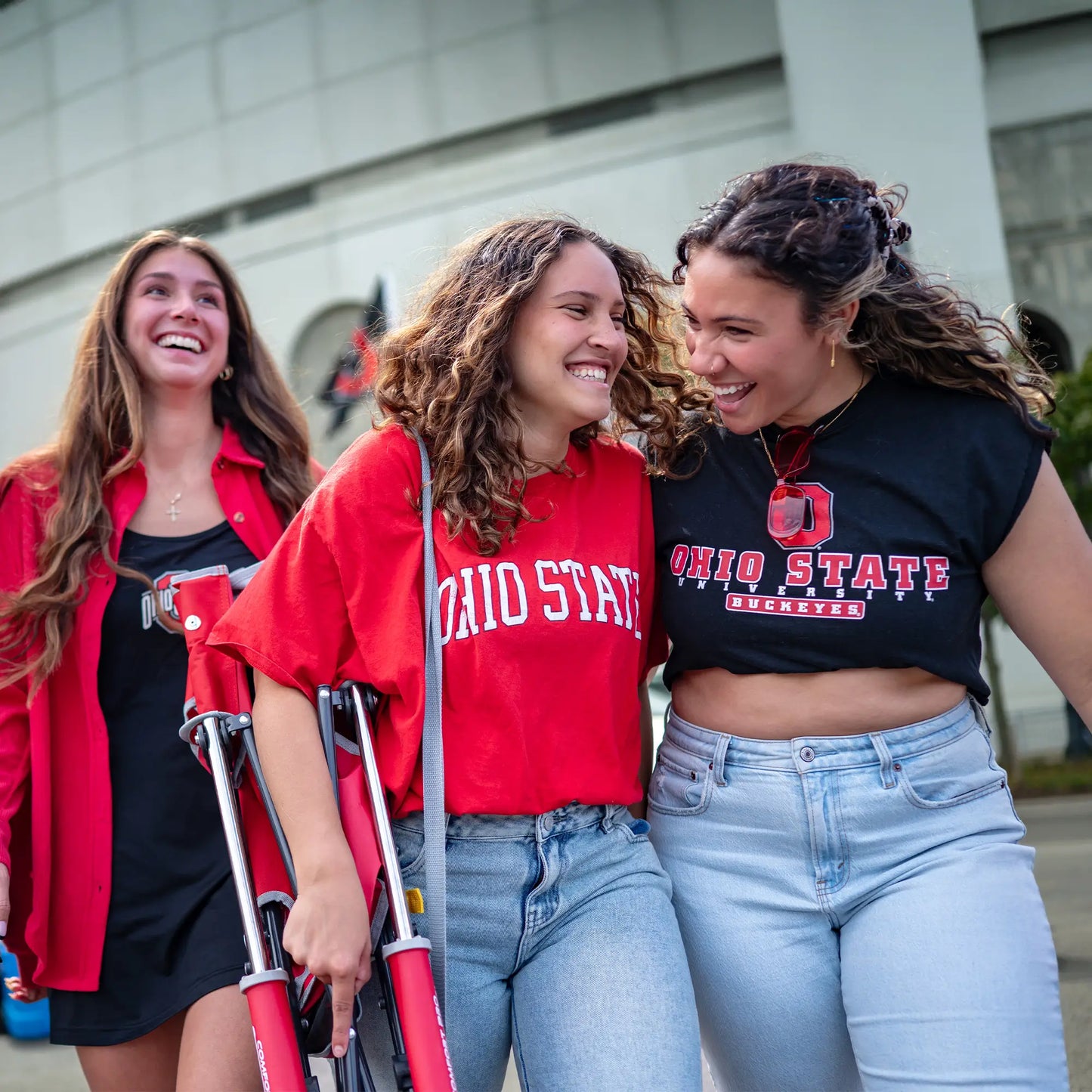 Ergonomic Back-Support College Comfort Pro Rocker - Ohio State Buckeyes - Choice 676 - Grandstand Cushion Seat with Secure Under-Bench Hooks Detail